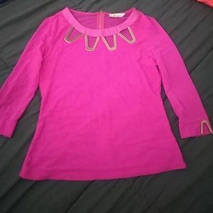 Fucshia/Gold metal accent Top